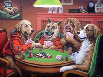  jugando Pintura - Perros jugando al póquer 3